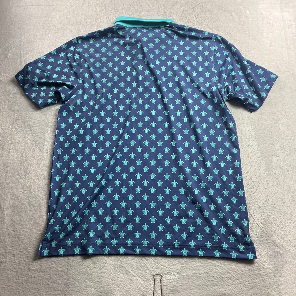 Waggle Golf Polo Shirt Mens Large Blue Teal Sea Turtle Print Performance Stretch - Picture 6 of 8